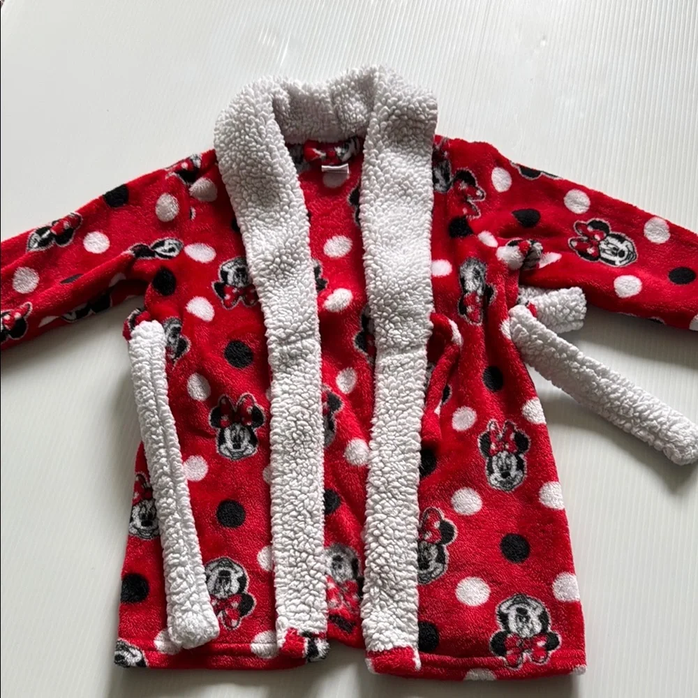 Disney JR. Minnie Mouse - Red, black and white robe.  Size 2T-3T